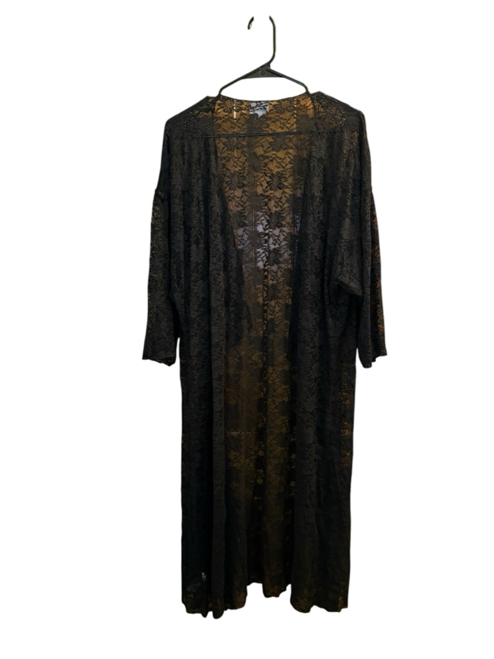 LuLaRoe Black Sheer Lace Long Robe Kimono NWT